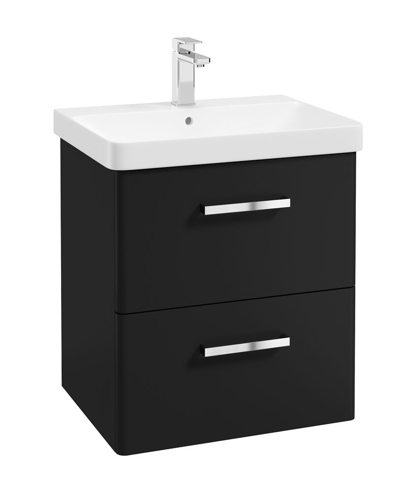 SONAS Kora 60cm Wall Hung 2 Drawer Vanity Unit Matt Black