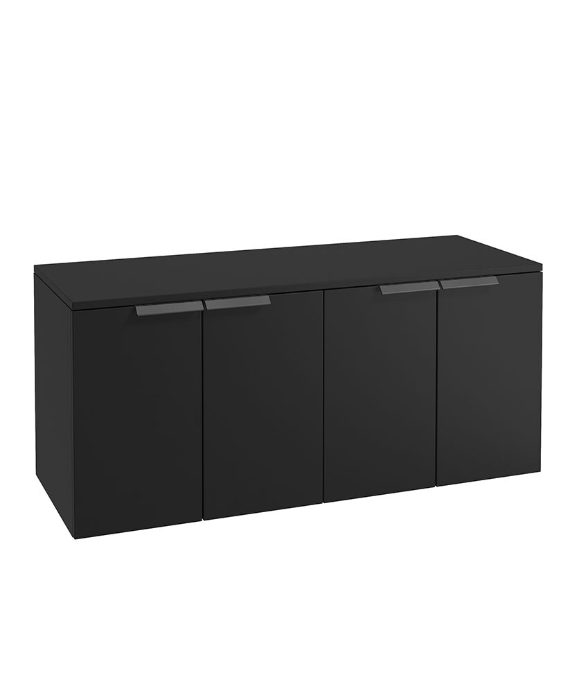 STOCKHOLM 120cm Four Door Matt Black Countertop Vanity Unit Matt