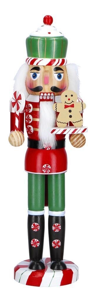 Casse-noisette en bois 35cm, cheveux/barbe, tissu, NUTCRACKER