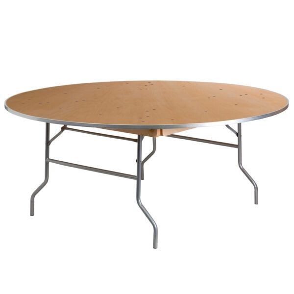 72″ Round HEAVY DUTY Birchwood Folding Banquet Table 10 To 12 People