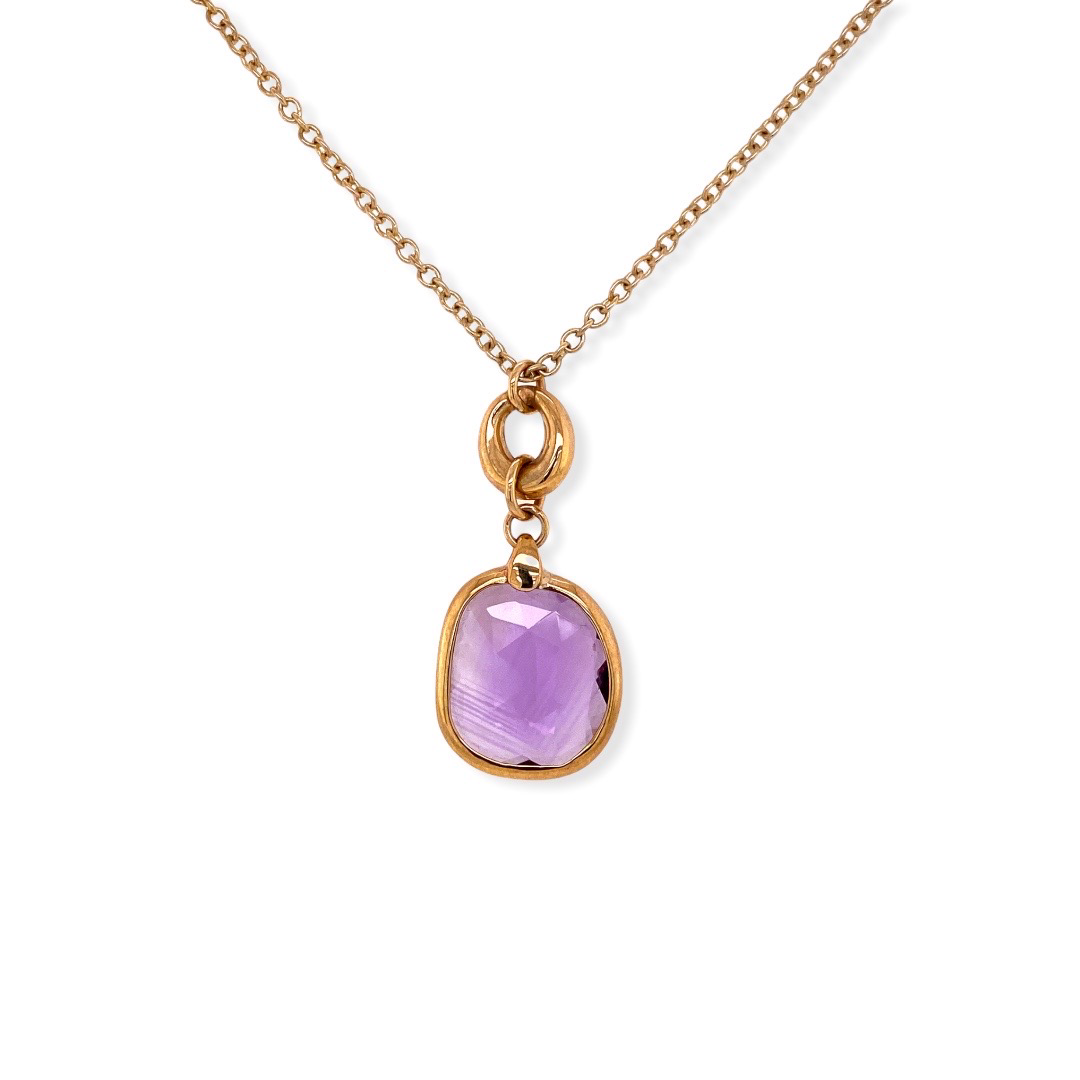 Amethyst Drop Pendant Yellow Gold