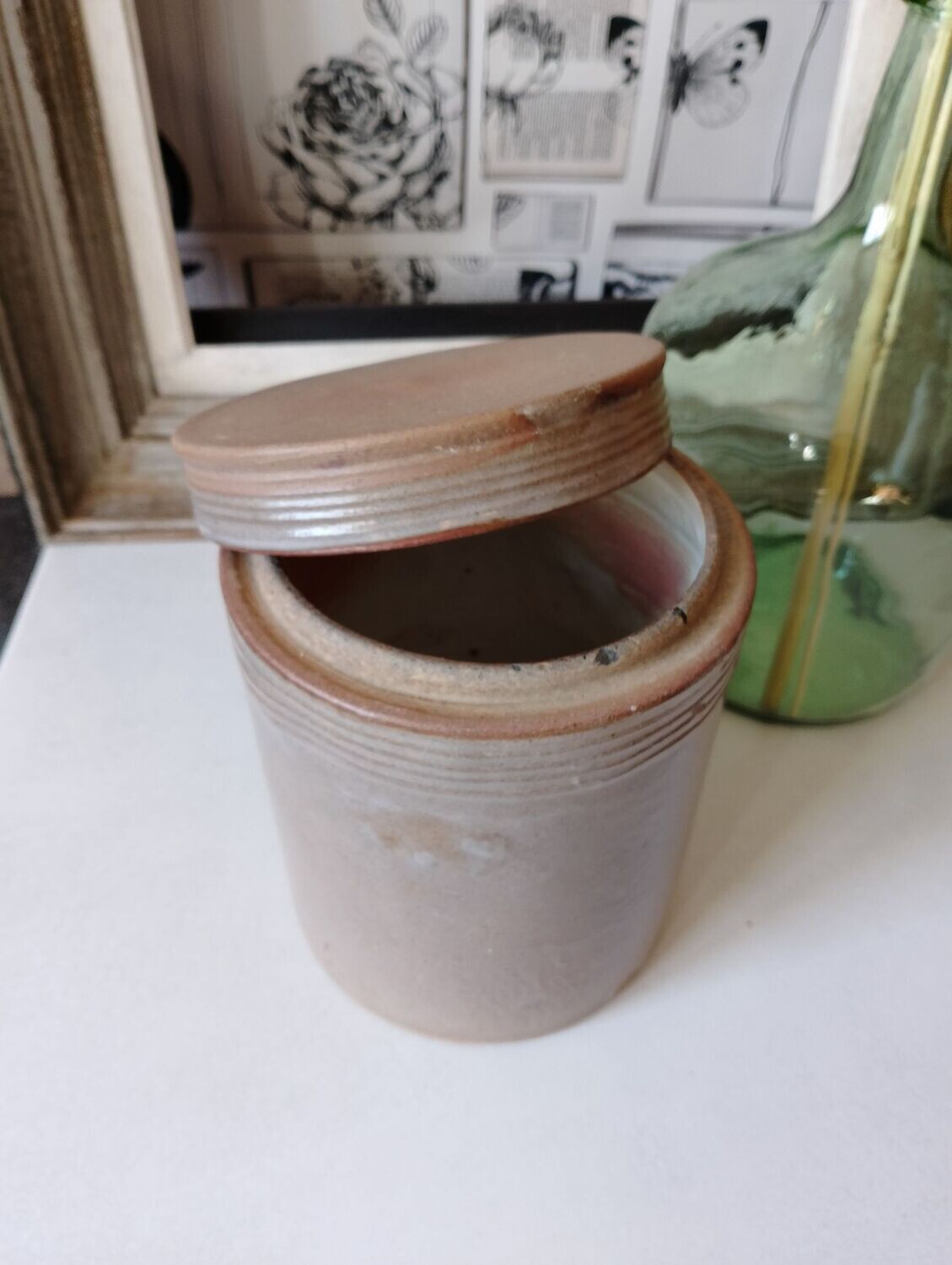 Pot Grès Signé Avec Couvercle - Décor Irisé - Fabrication Française - Excellent état