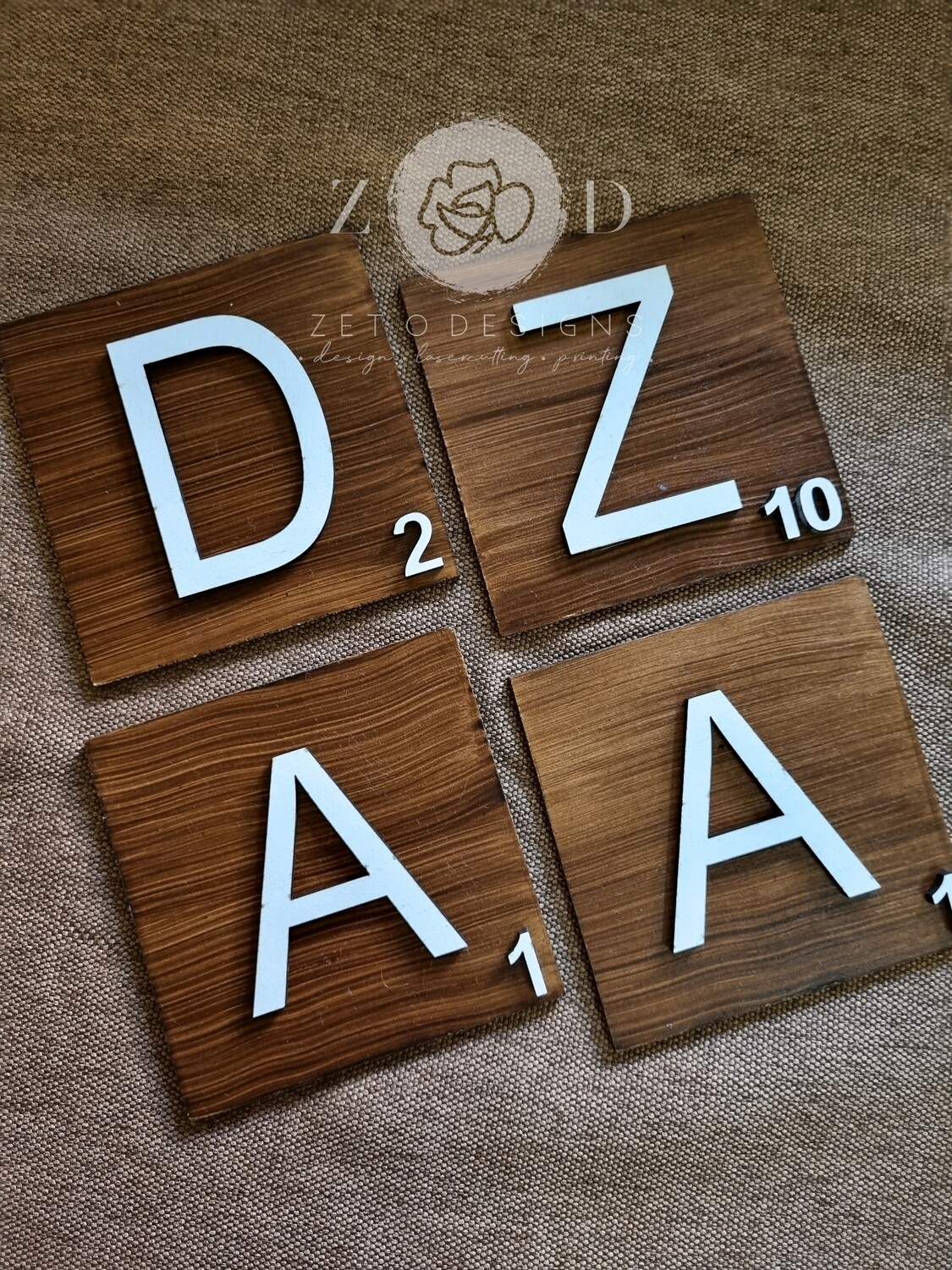 Scrabble letter blocks Store Zet O Designs