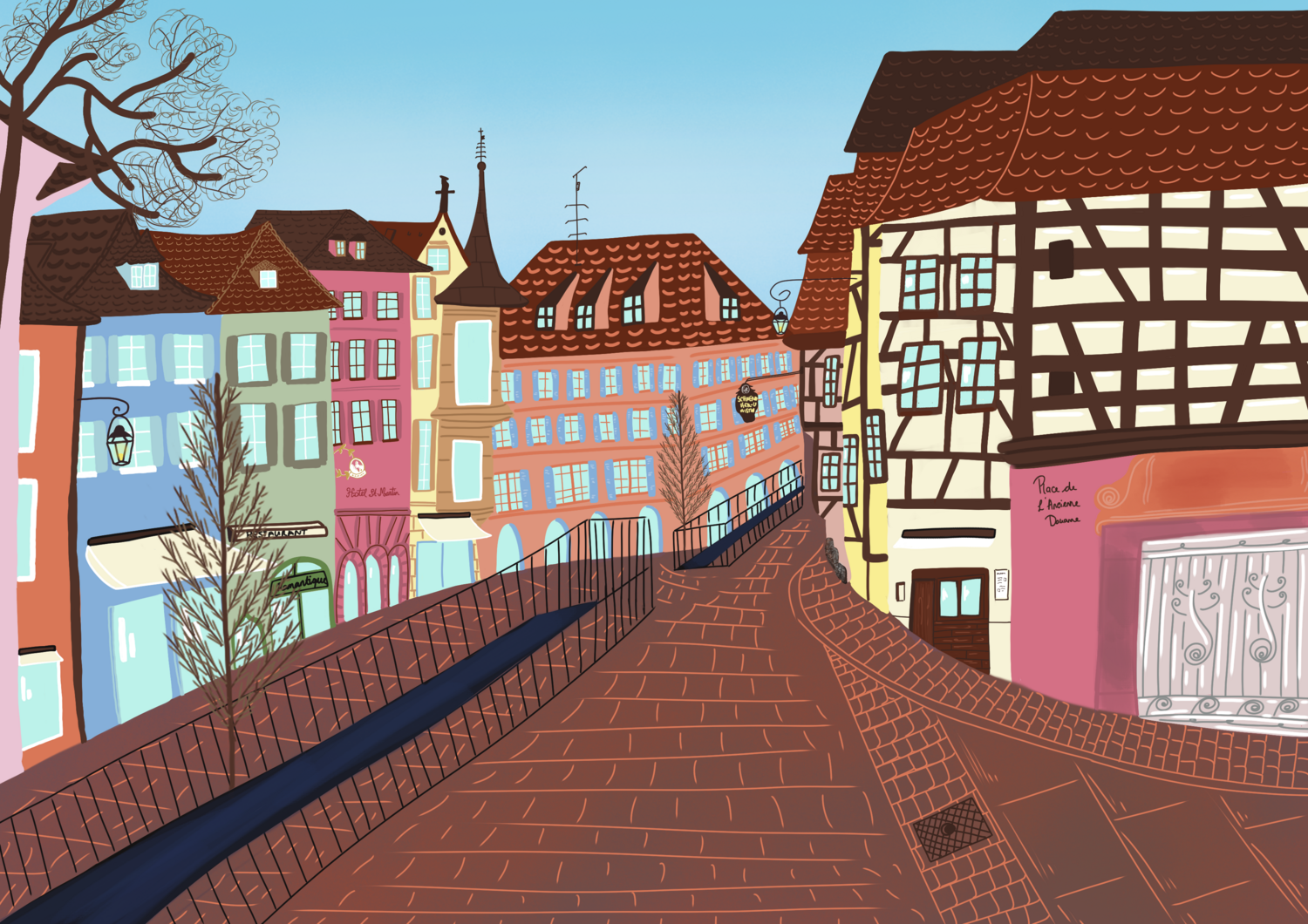 Illustration La petite rue de Colmar