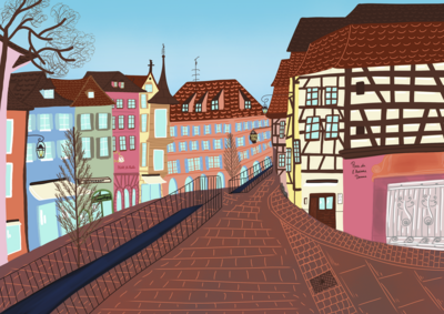 Illustration La petite rue de Colmar