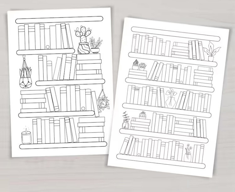 Reading Tracker Printable, Bookshelf Reading Log A4 A5 Letter HP