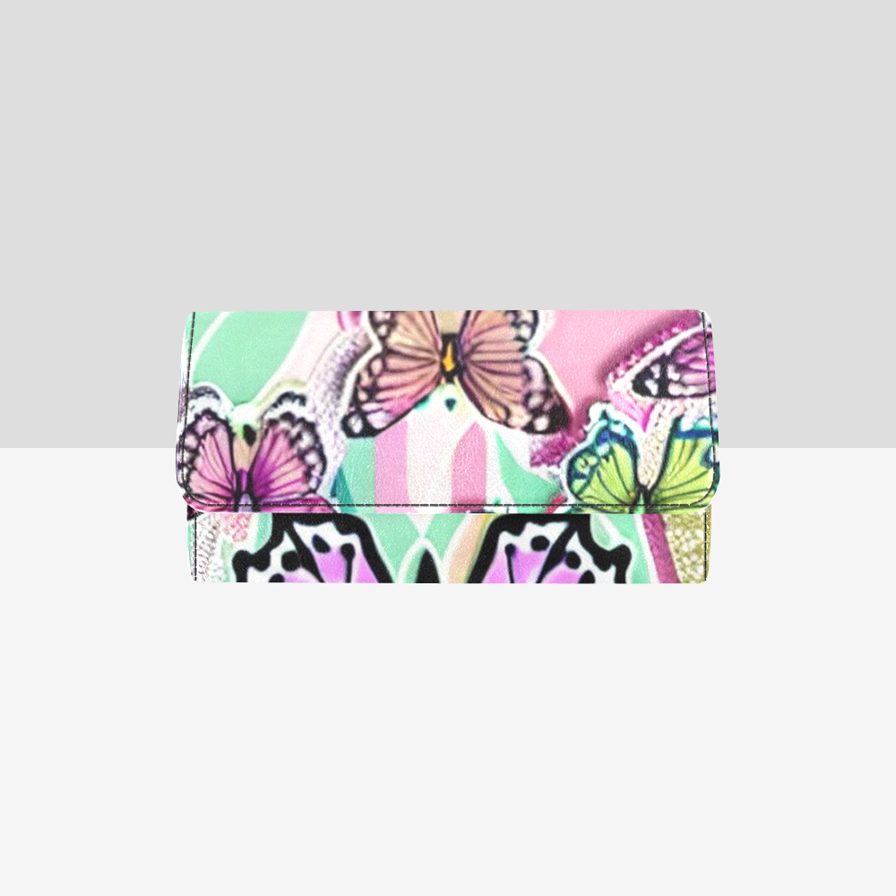 BUTTERFLIES Trifold Long Clutch Wallet