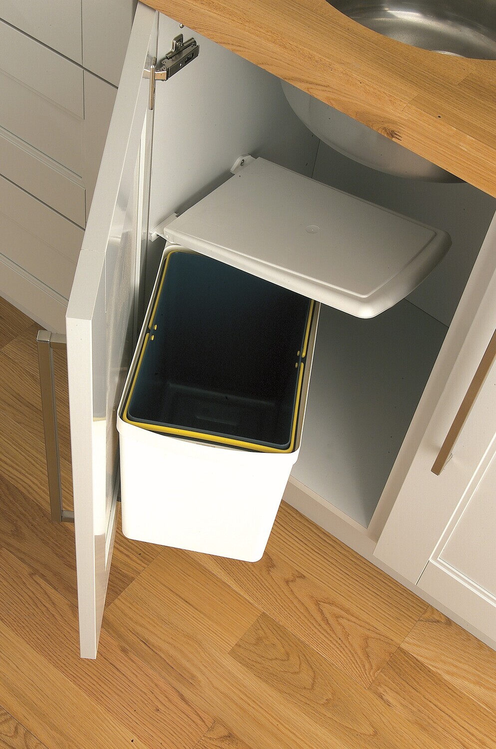 16 Litre White Bin to Suit 500mm Cabinet. | Store - Mastercraft Kitchens