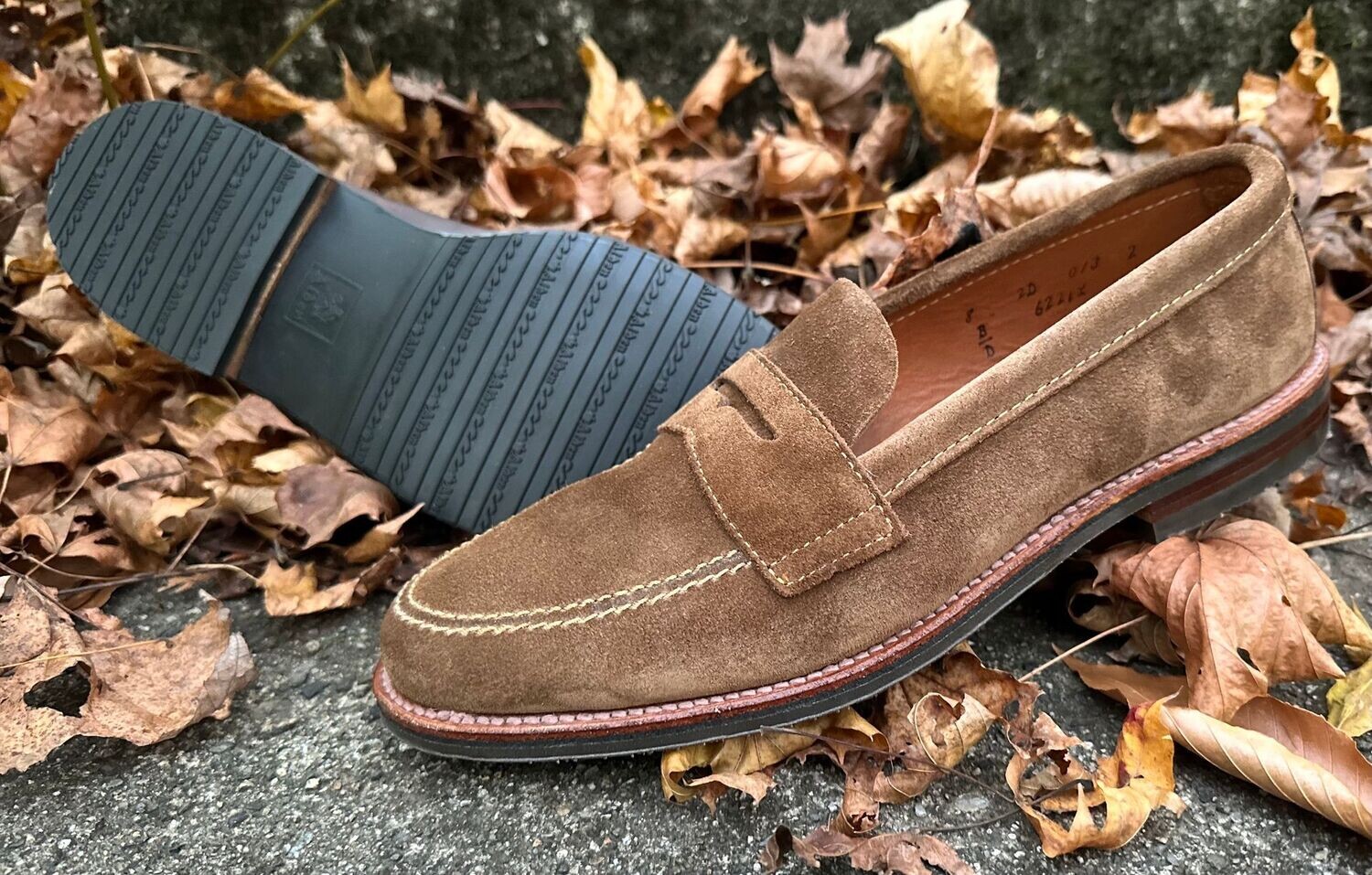 Alden Snuff Suede Unlined Penny Loafer Leisure II Rubber Sole Style