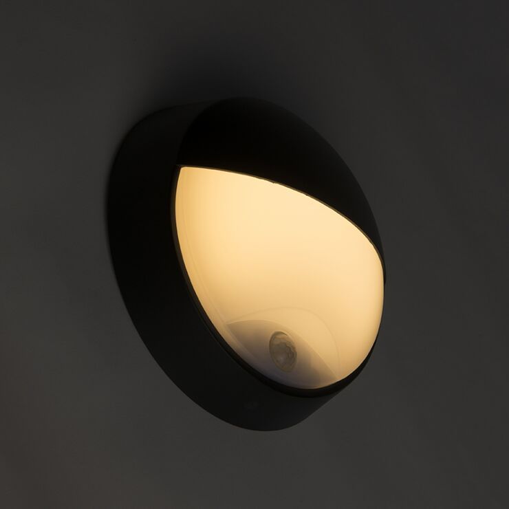 Applique led da parete per esterno nera con sensore di movimento