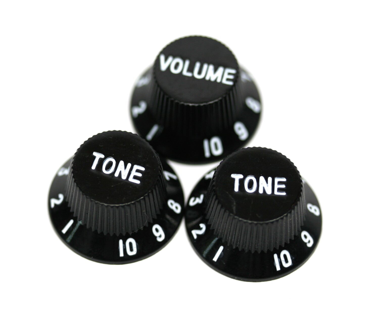 Left Hand Set Black Bell Strat® Knobs USA FIT