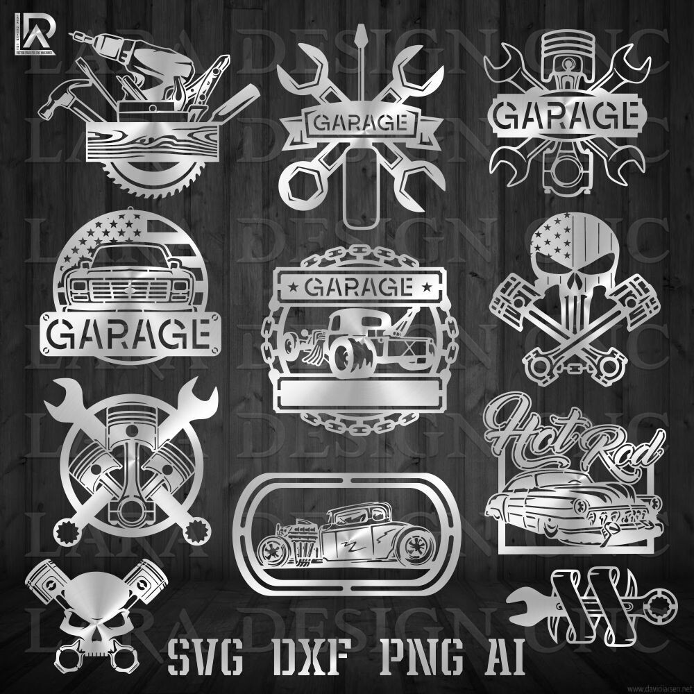 GARAGE SIGNS BUNDLE DXF SVG PDF AI