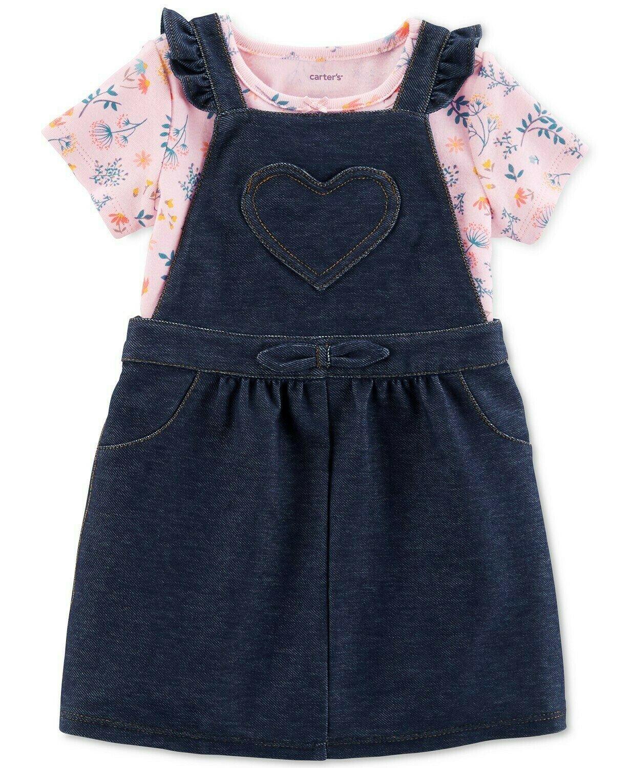 Newborn Baby Girls 2Pc. Denim Jumper Set