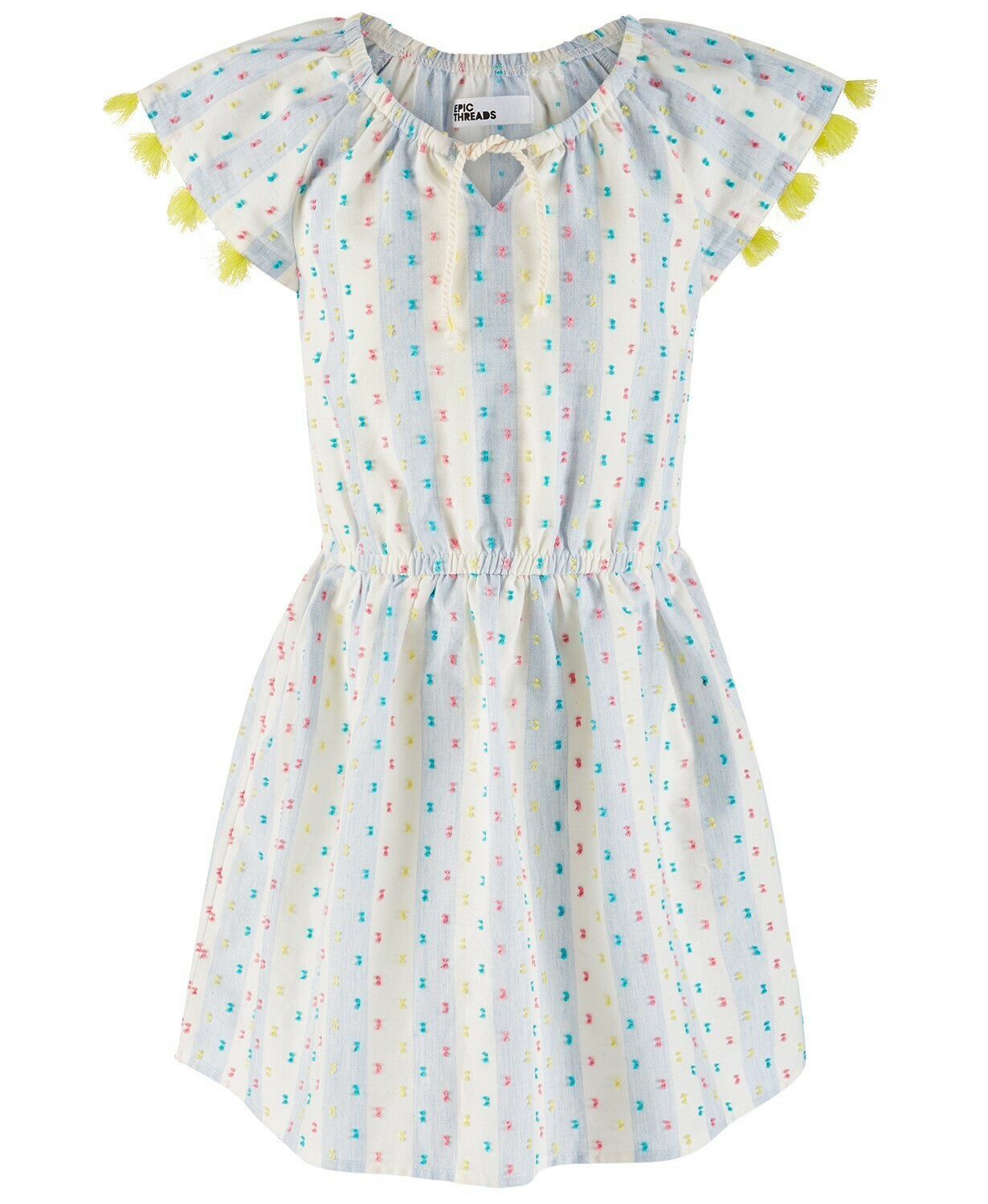 4T Toddler Girls Cotton TasselTrim Peasant Dress