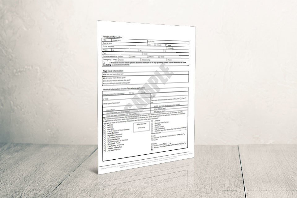 Pre Exercise Questionnaire (2 pages)