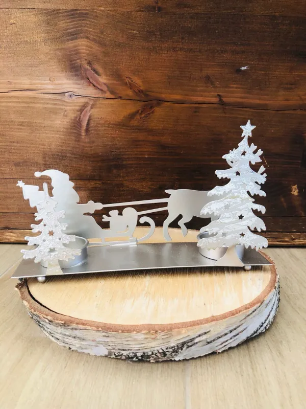 Weihnachtsmann Kerzenhalter im Schlitten