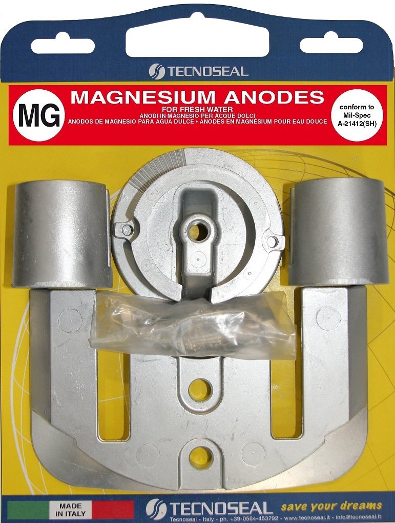 Tecnoseal Anode Kit w/Hardware - Mercury Bravo 2-3 up to 2003 - Magnesium