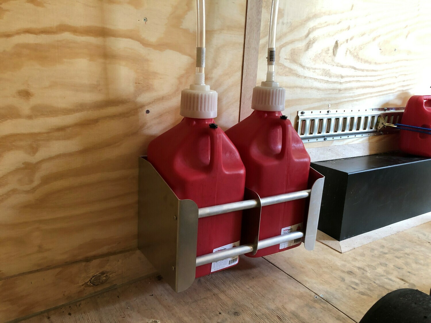 Pit Posse Aluminum Fuel Jug Rack Holder - Single Mount, Trailer Organizer, USA Made, Silver, MPN 429
