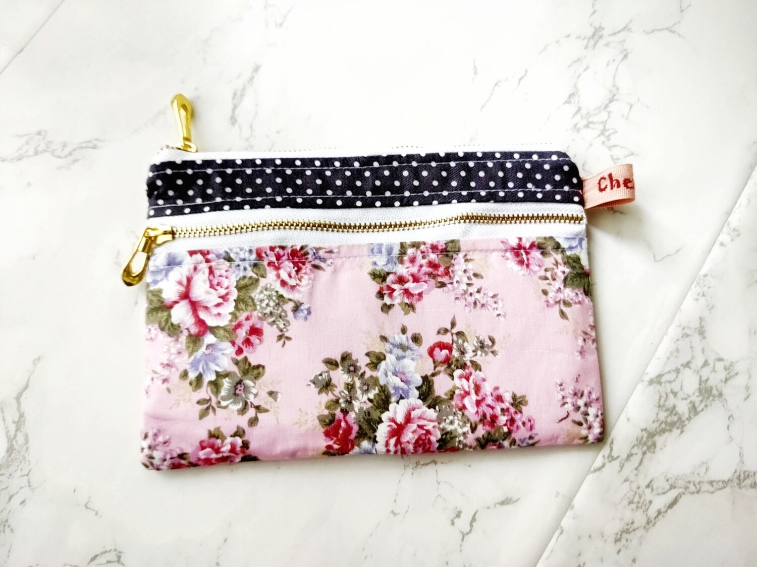 handmade double zip bag