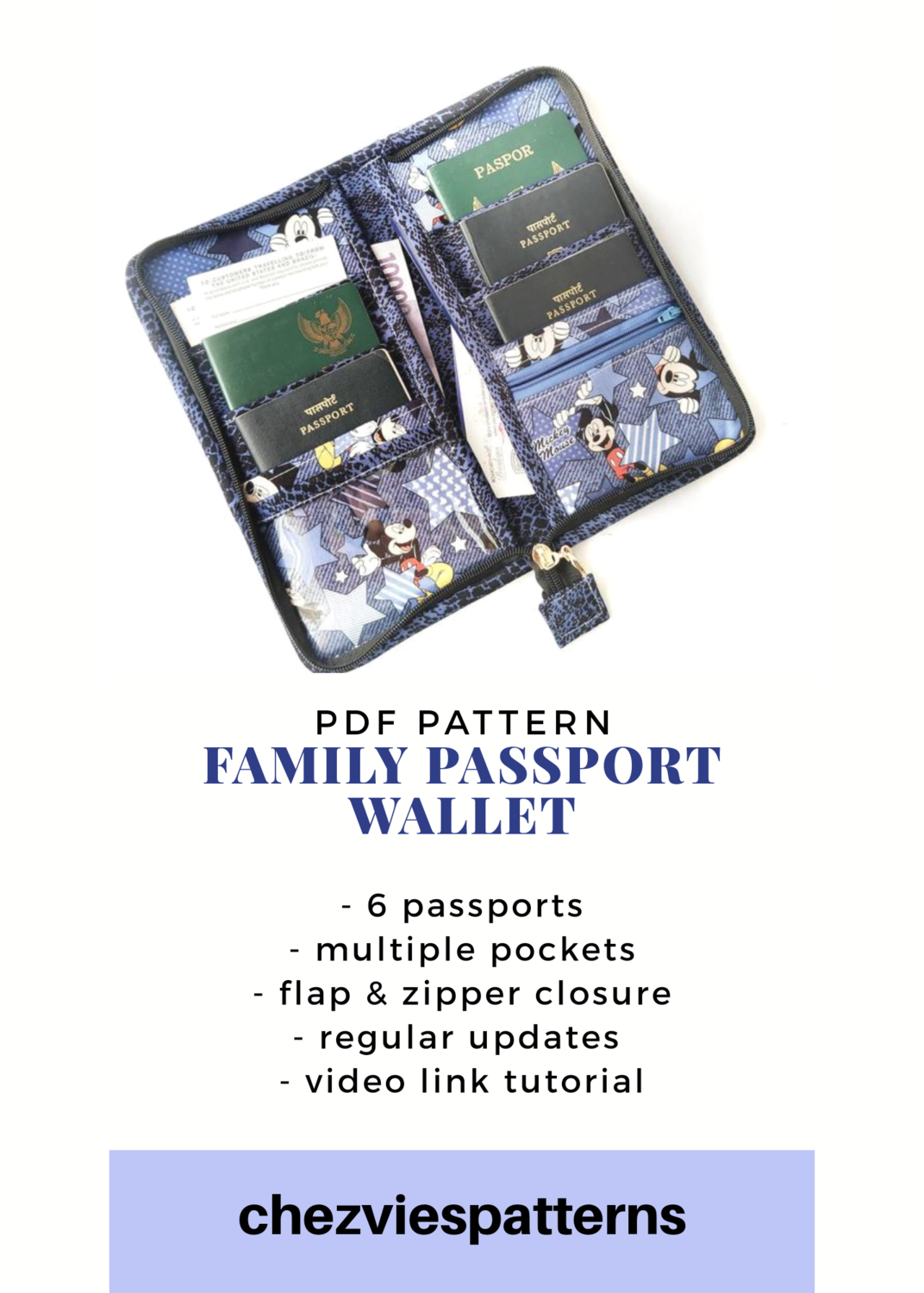 PdF Sewing Pattern Family Passport Holder
