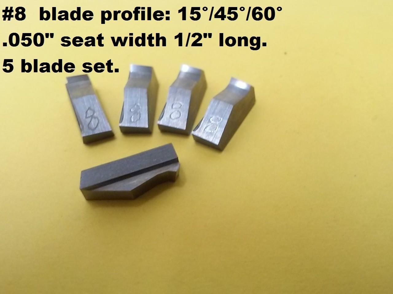 3 angle valve seat cutter blades 8 NEW profile15°/45°60° X.050" seat