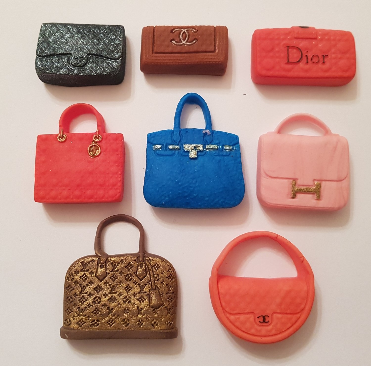 8 DESIGNER HANDBAGS EDIBLE CAKE TOPPERS