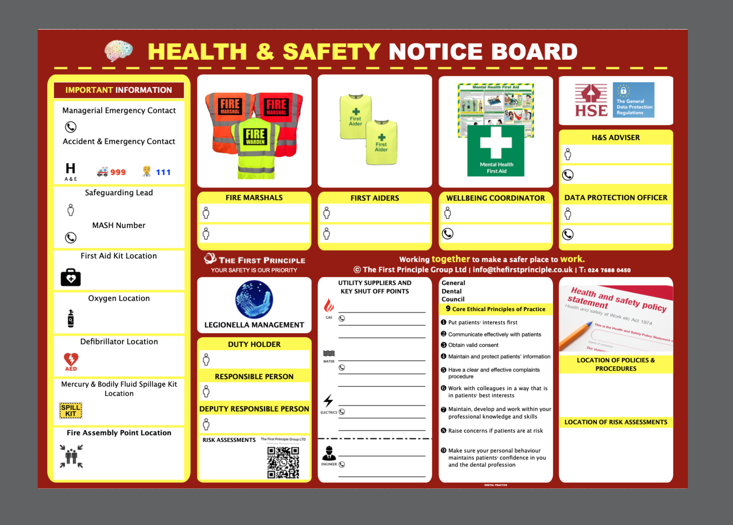 H&S Notice Board for Dentists