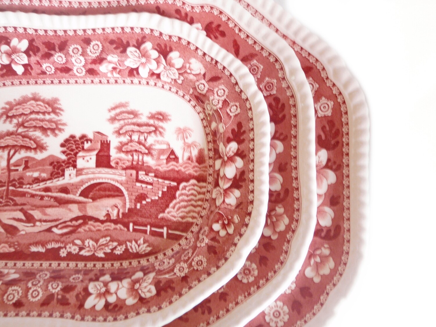 12 Spode Pink Tower Dinner Plates 10 1/2 Inches