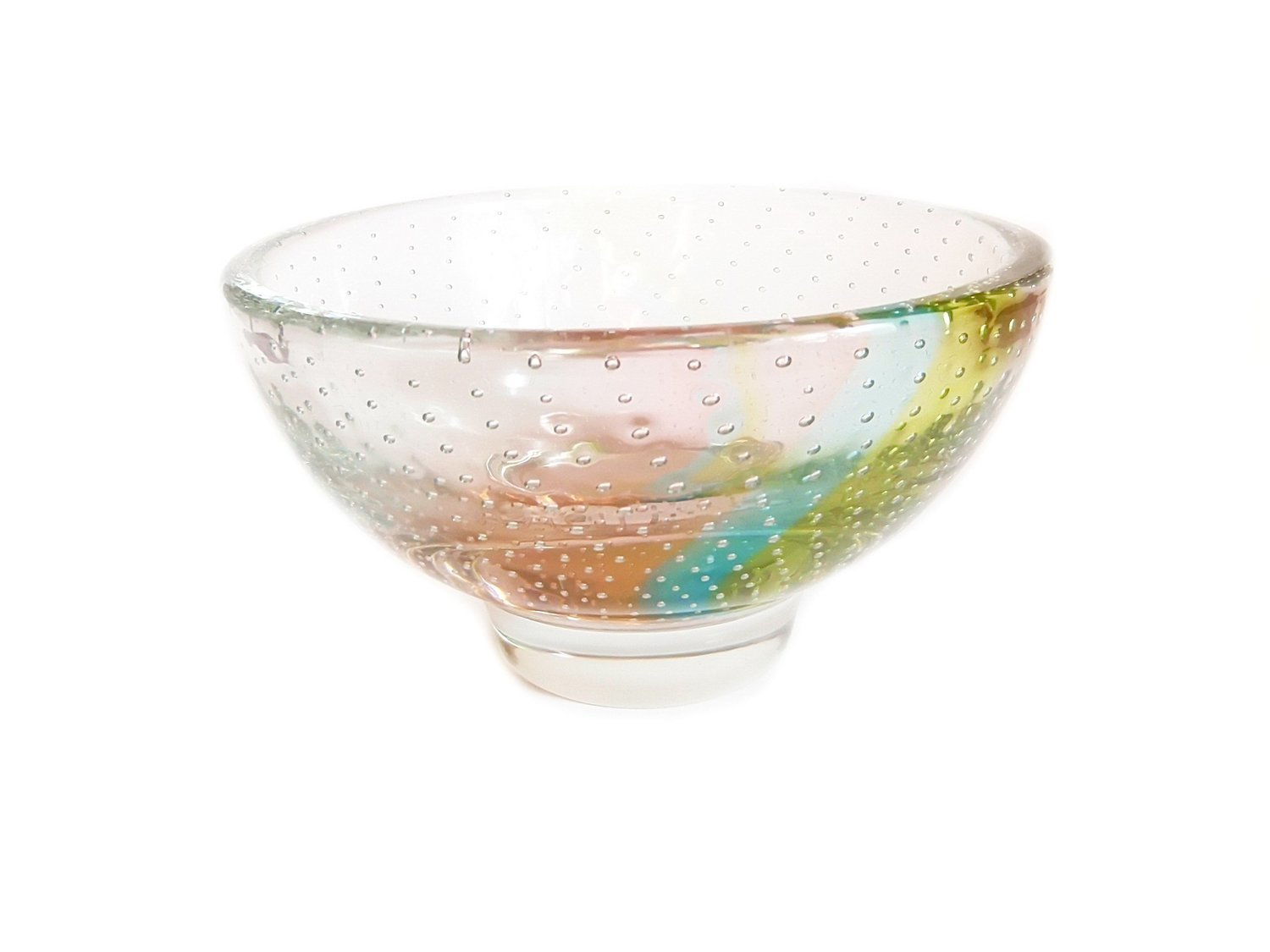 Mid Century Controlled Bubbles Art Glass Bowl
