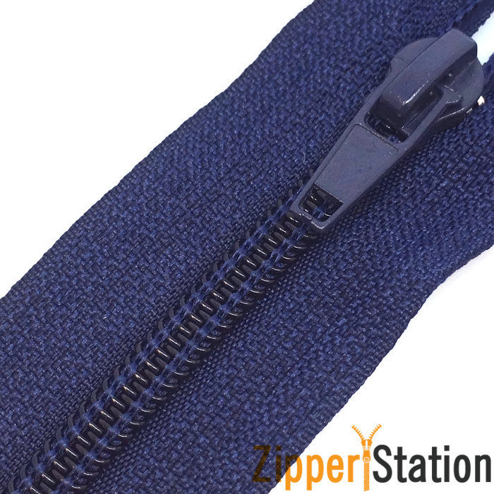 Navy Extra Long Nylon Open End 5 Zips