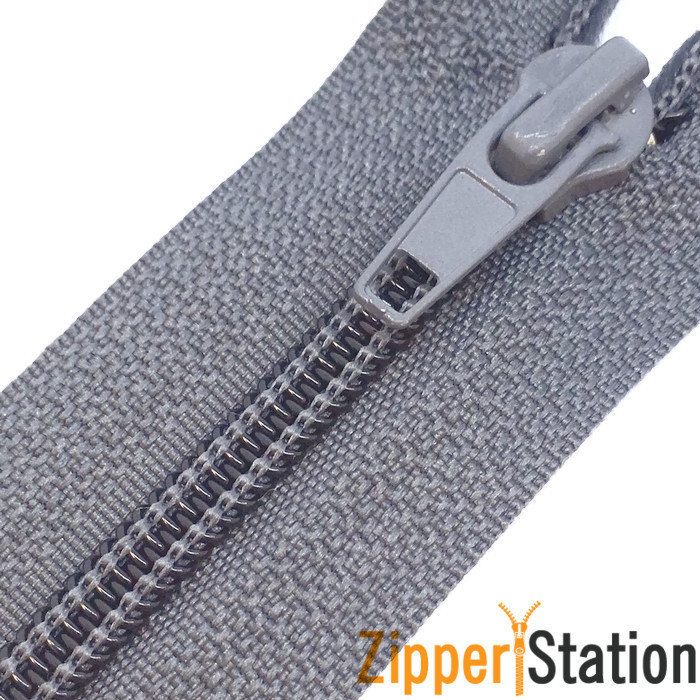 Grey Extra Long Nylon Open End 5 Zips