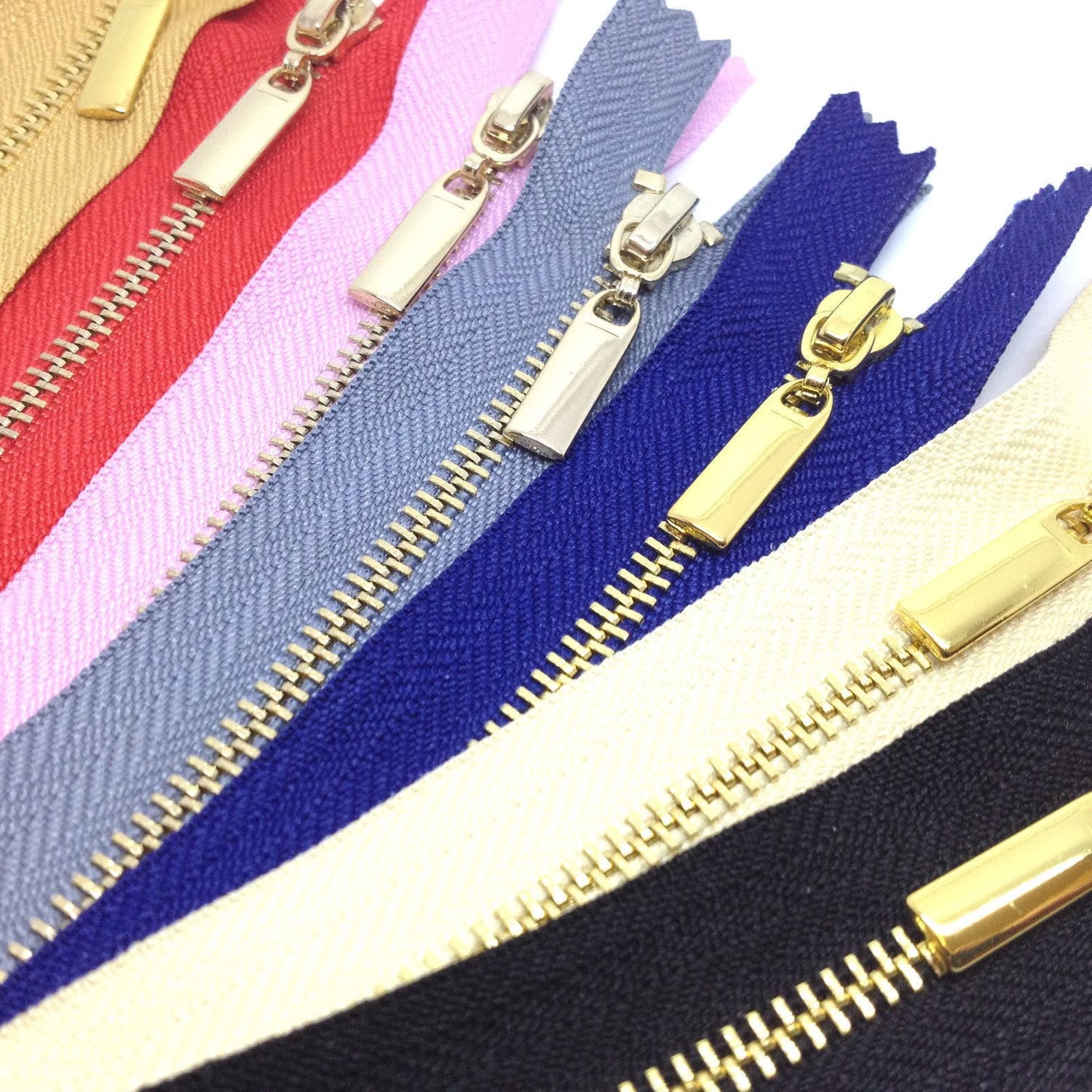 Polished Gold Closed End 3 Zips