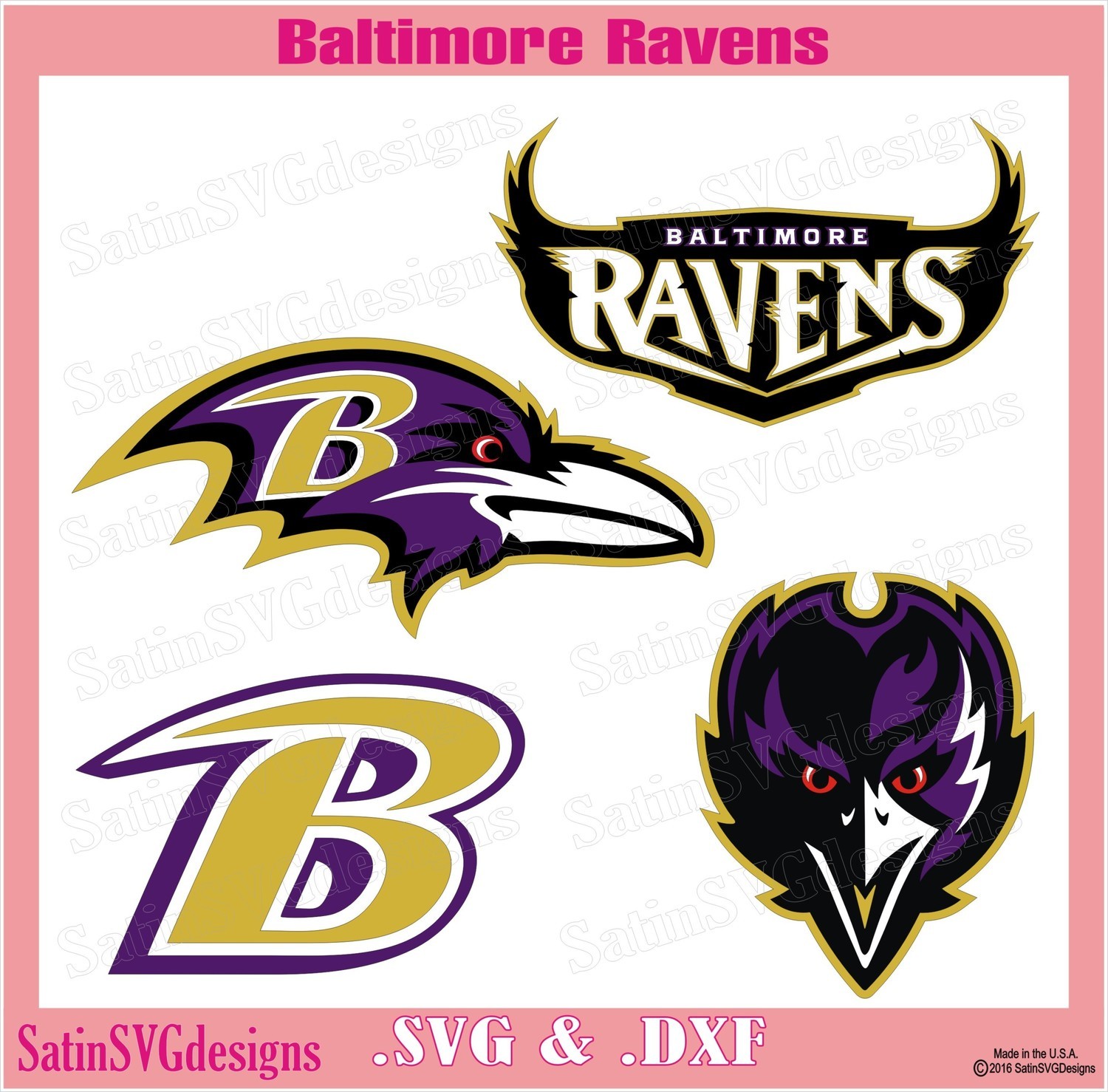 Baltimore Ravens Set Design SVG Files, Cricut, Silhouette Studio