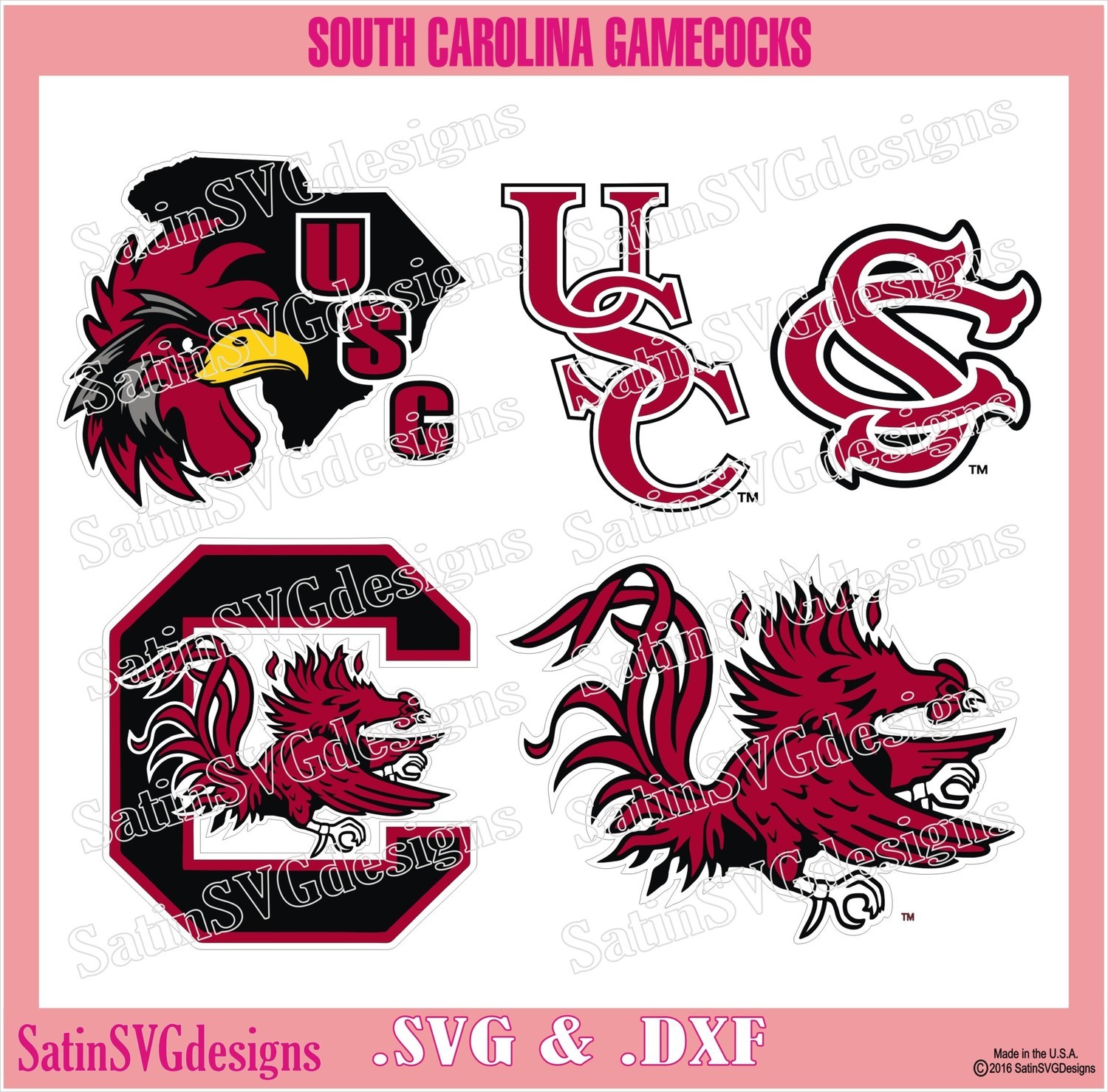 Download South Carolina Gamecocks Set Design SVG Files, Cricut, Silhouette Studio, Digital Cut Files