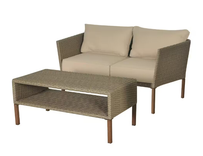 Oakshire 2Piece Wicker Outdoor Loveseat & Coffee Table Store
