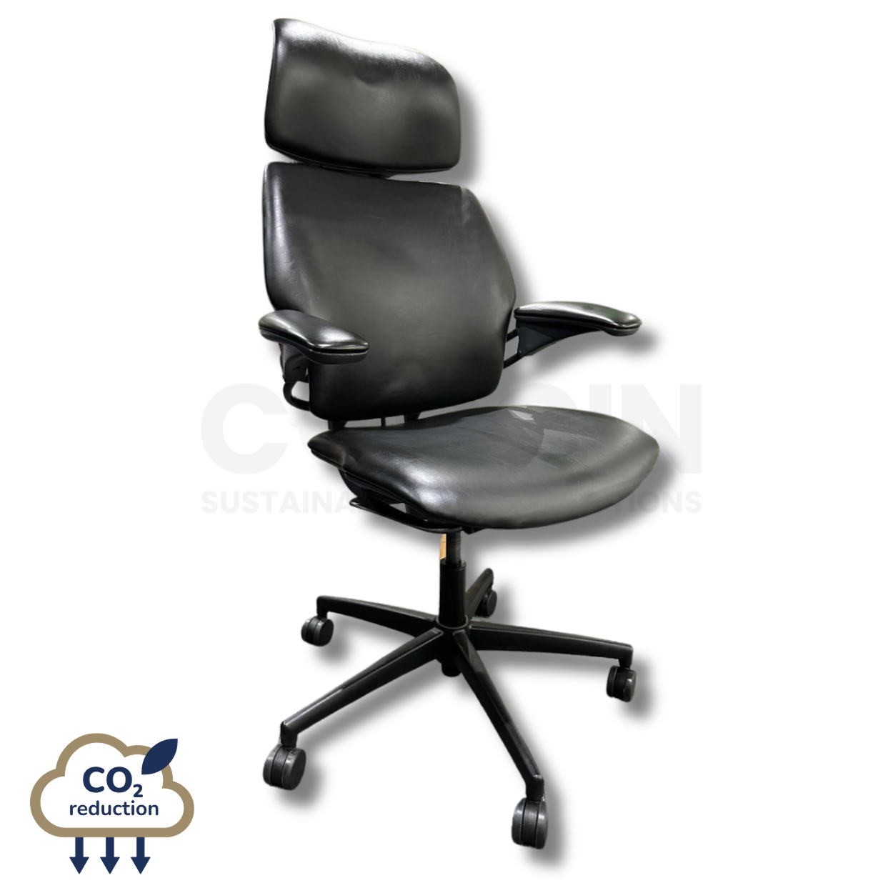 Second Hand Humanscale Freedom Chair with Headrest Black Vinyl
