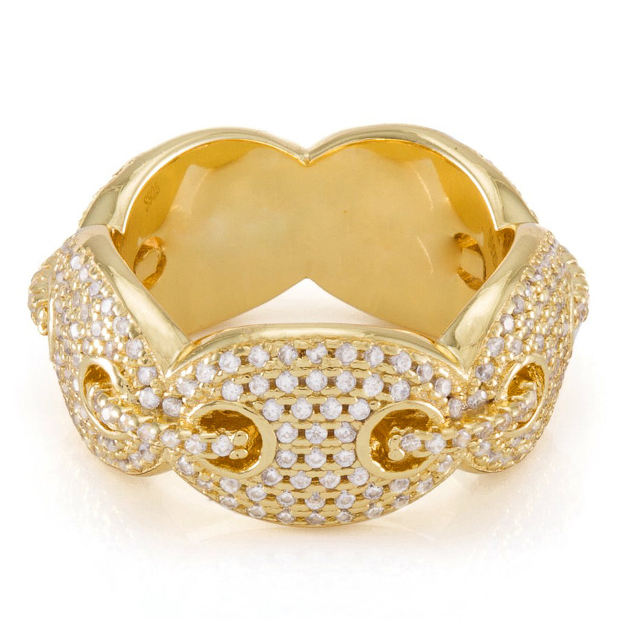 Yellow Gold Iced Gucci Link Pinky Ring