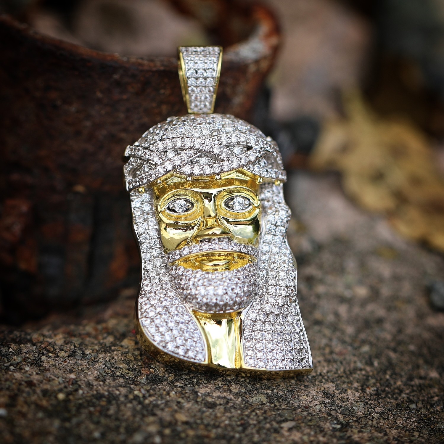 Mens Iced Lab Diamond Hip Hop Jesus Piece