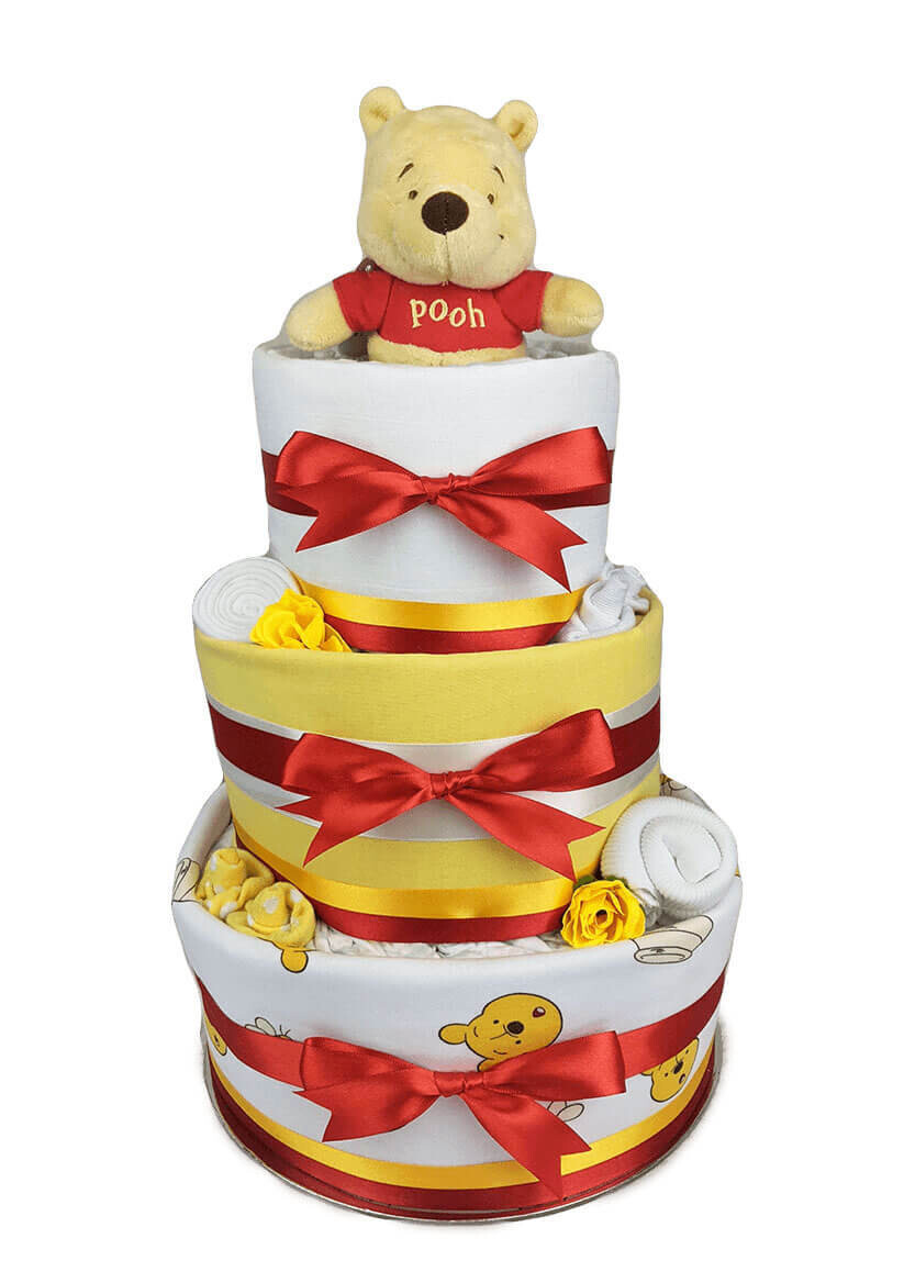 Unisex Pooh Nappy Cake Neutral Baby Gifts Brisbane