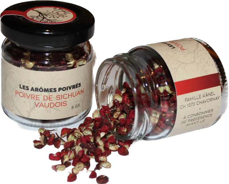 Poivre de Sichuan Vaudois pot en verre contenant 8 gr.