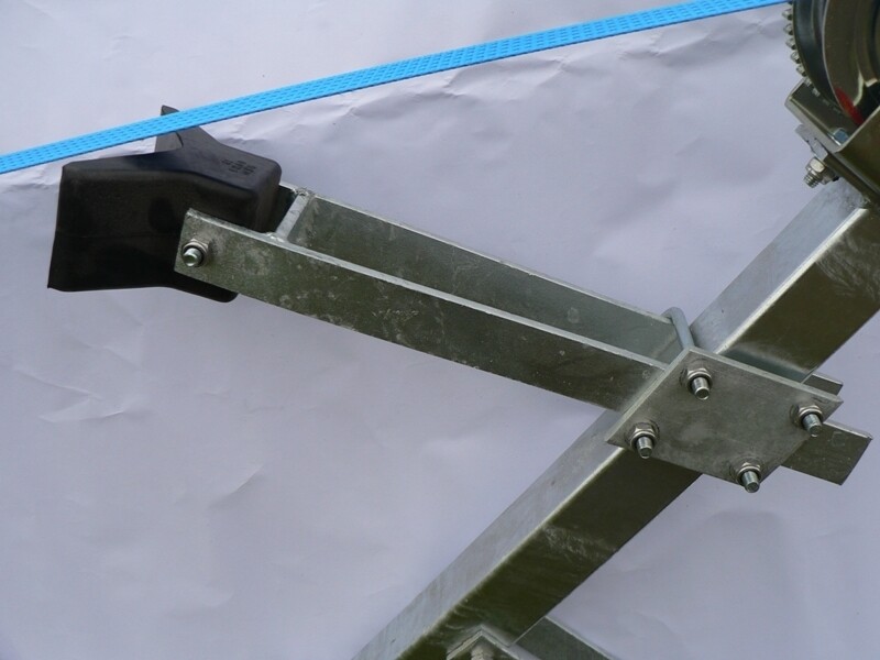Boat trailer rubber bow stop & snubber arm