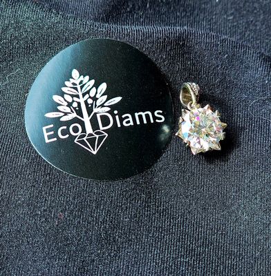 Collier pendentif avec pierre précieuse moissanite 1ct ou 2ct