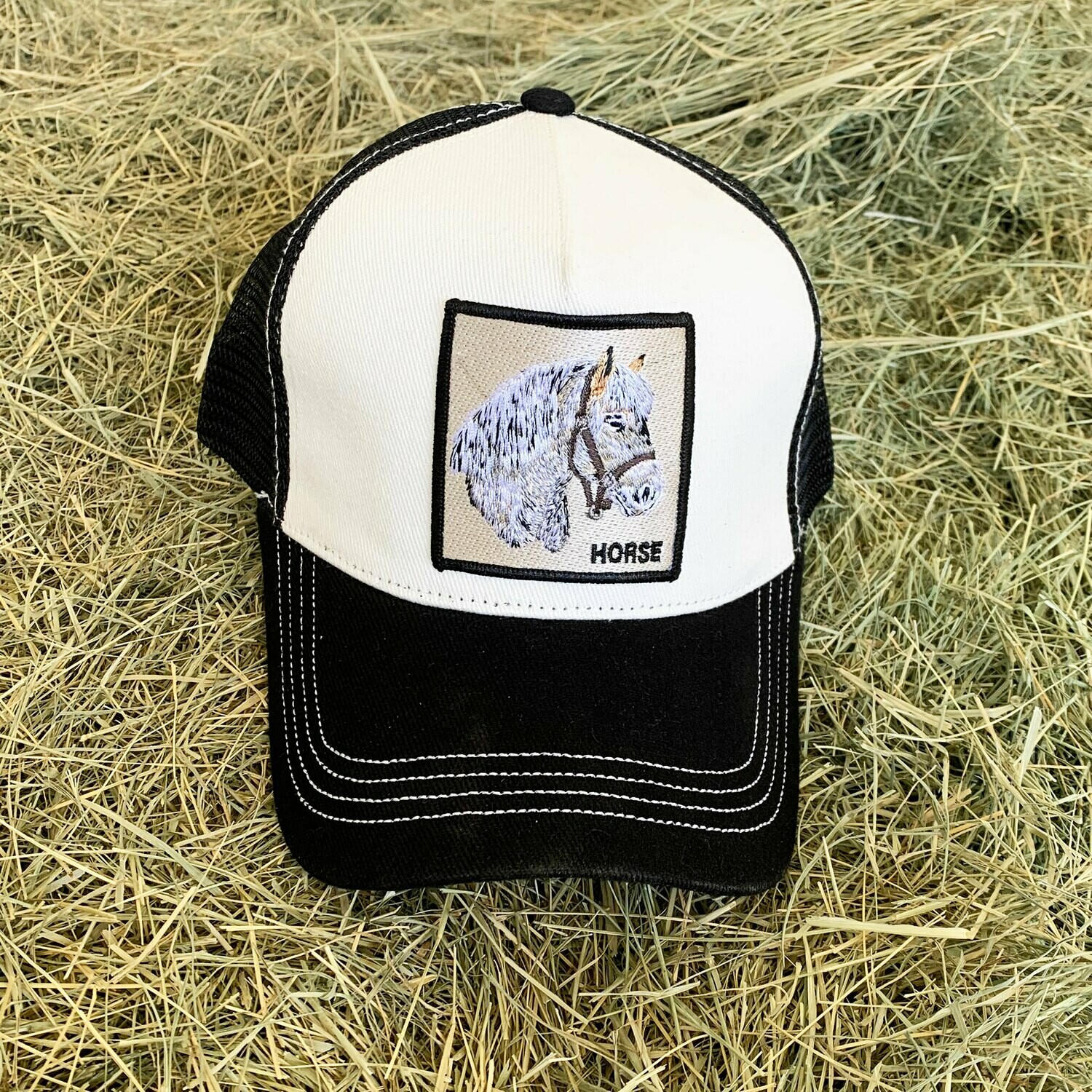 Black and White Horse Trucker Hat