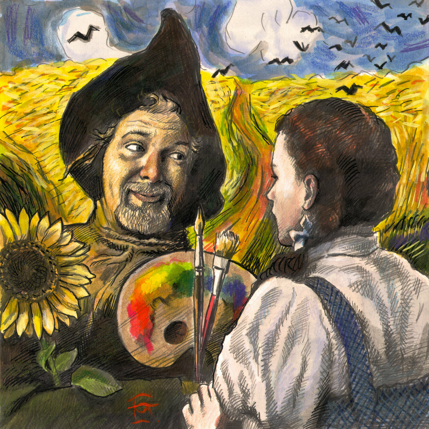 "SelfPortrait in Oz 3 The Artist Afield" Original MixedMedia Work