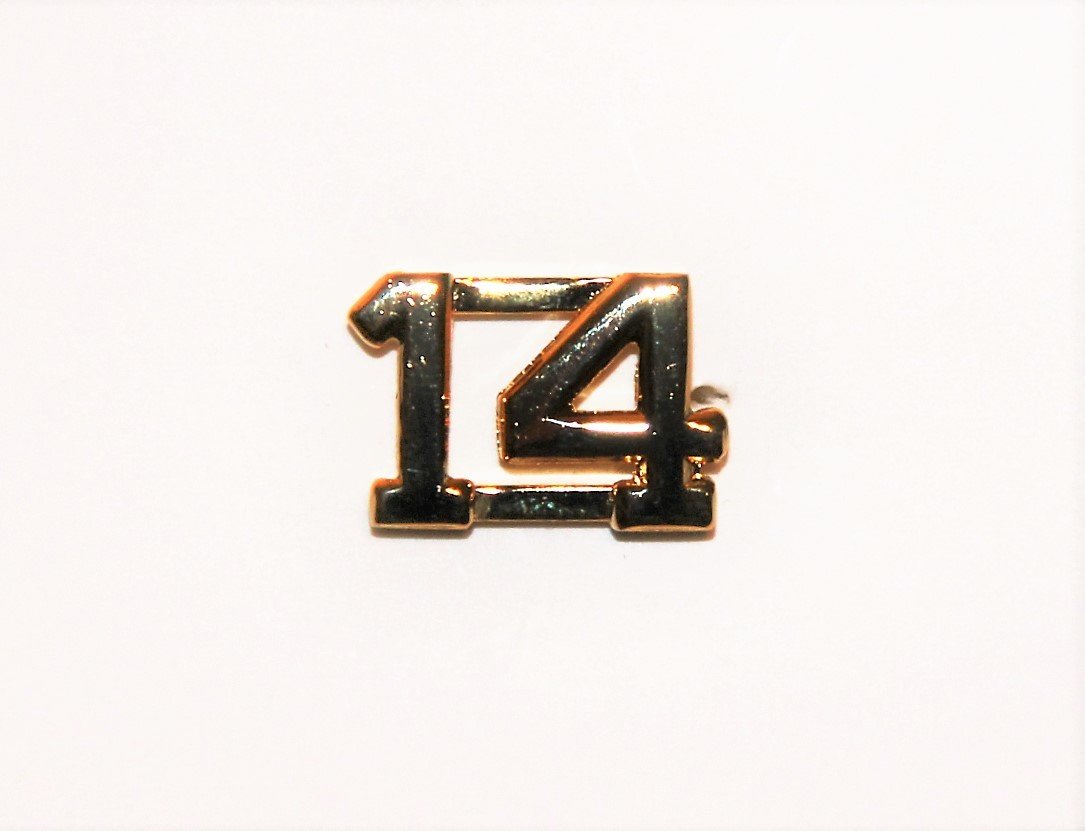 Brass, 1/2″ Number Collar Pin24K Gold plated (price is for one pin