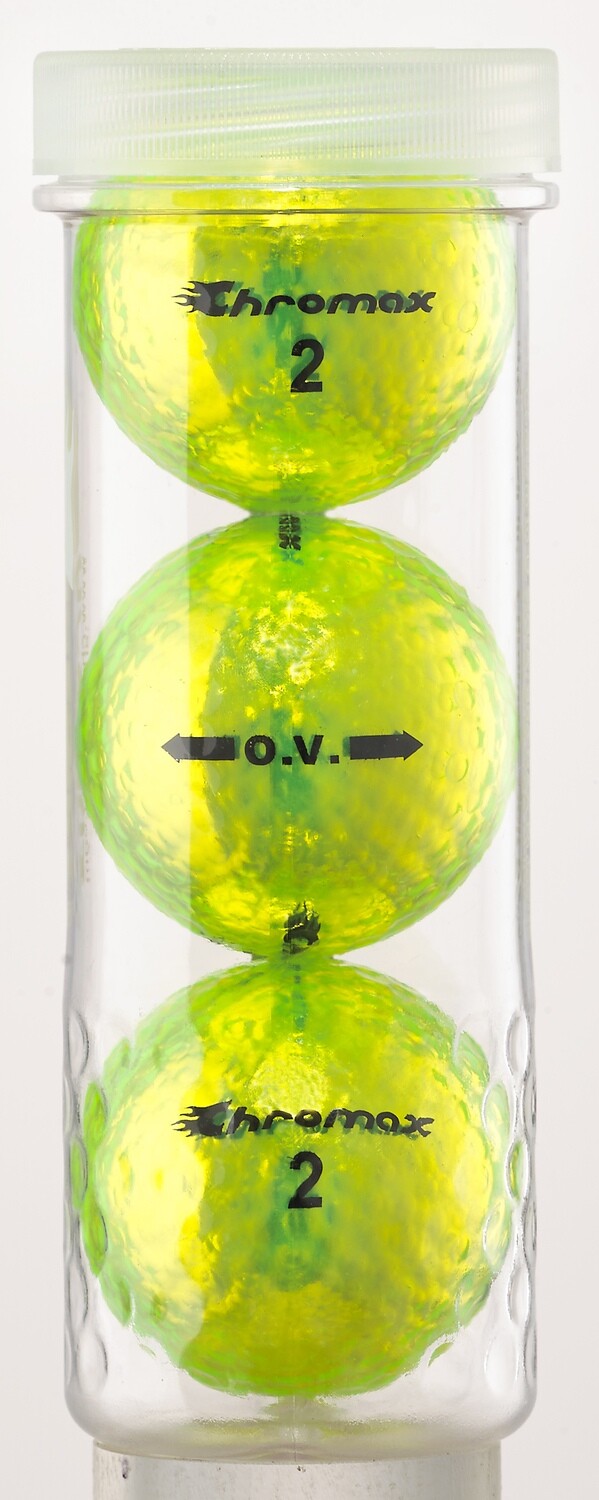Green Neon Golf Balls Chromax O.V. 3 Ball Tube Shop Blue Golf Balls