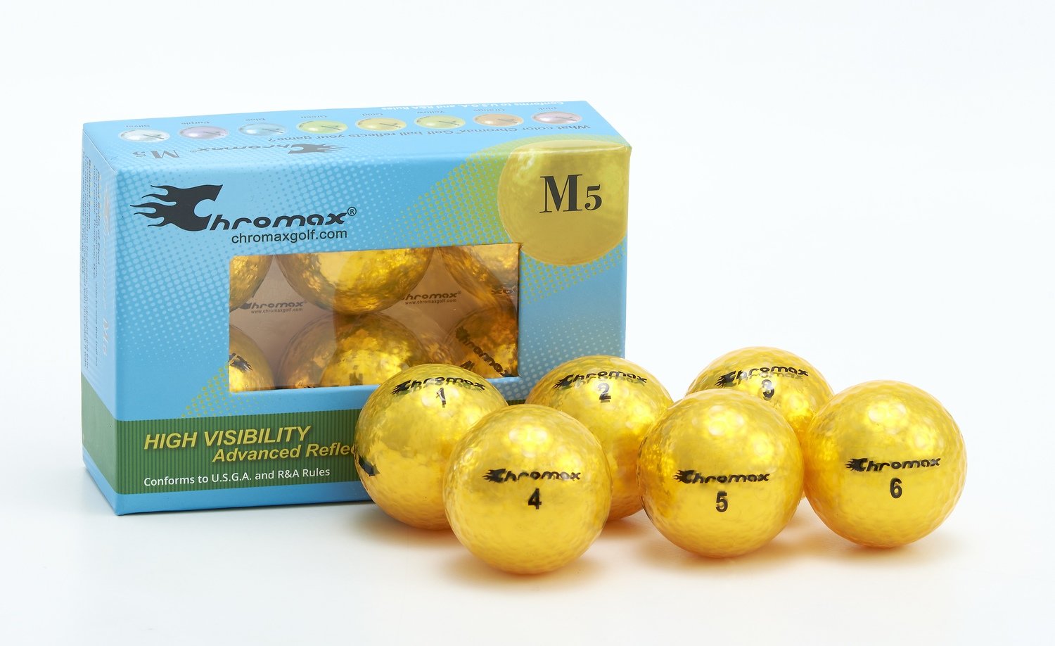 Chromax® Colored Gold Golf Balls Metallic M5 6 Ball Pack Shop Gold