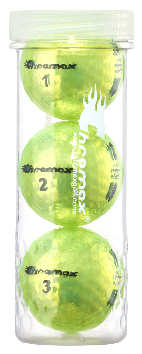 Chromax® Colored Green Neon Golf Balls Metallic M5 3 Ball Tube Shop