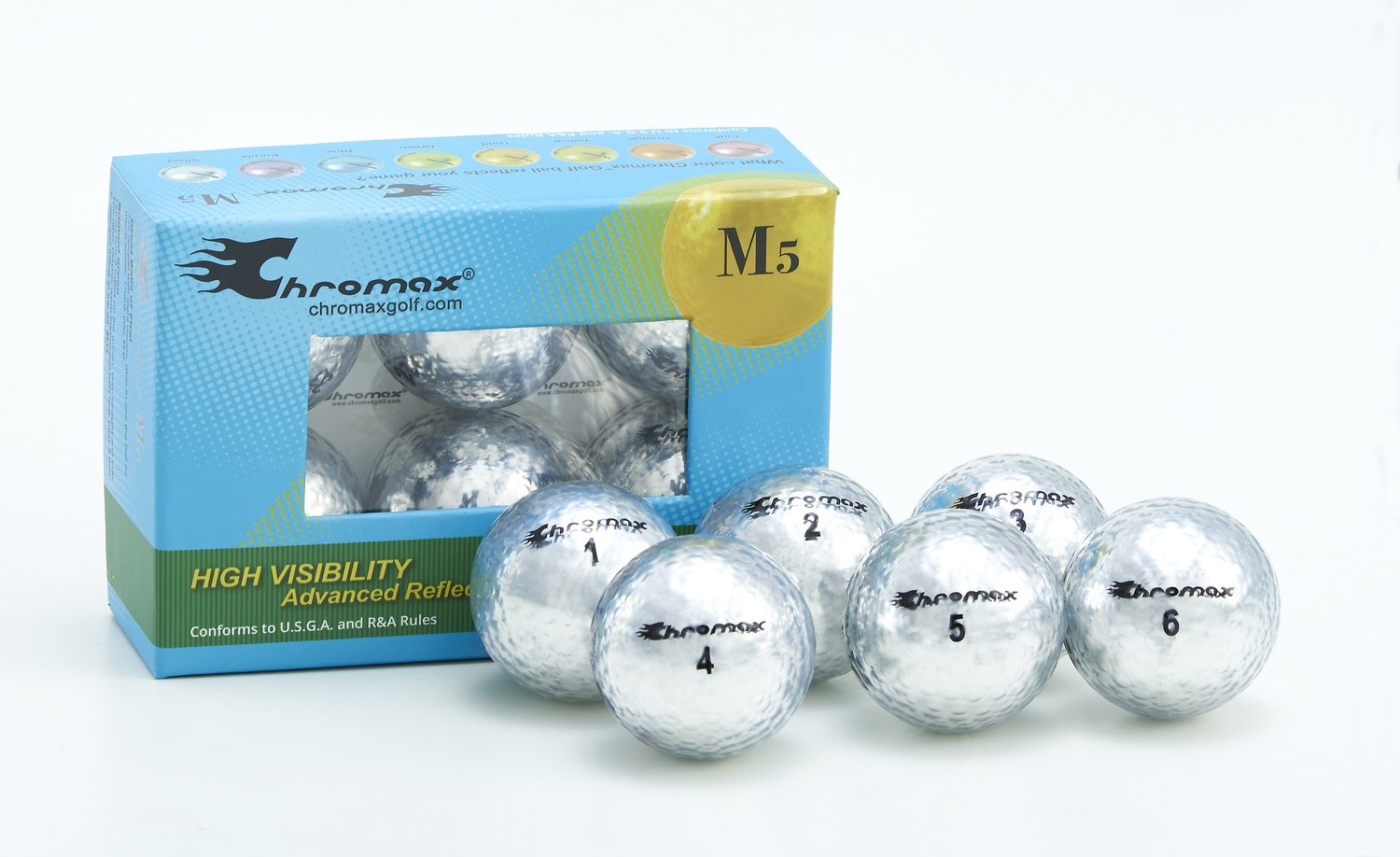 Chromax® Colored Silver Golf Balls Metallic M5 6 Ball Pack Shop