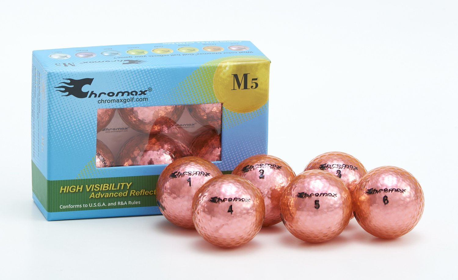 Chromax® Colored Pink Golf Balls Metallic M5 6 Ball Pack Golf Balls